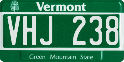 VT license plate VHJ238