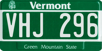 VT license plate VHJ296