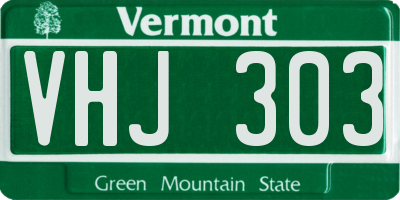 VT license plate VHJ303