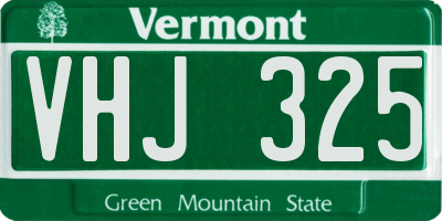 VT license plate VHJ325