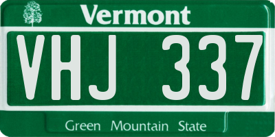 VT license plate VHJ337