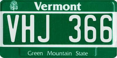 VT license plate VHJ366