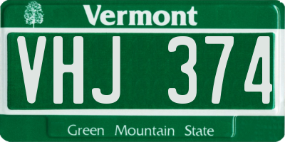 VT license plate VHJ374