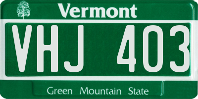 VT license plate VHJ403