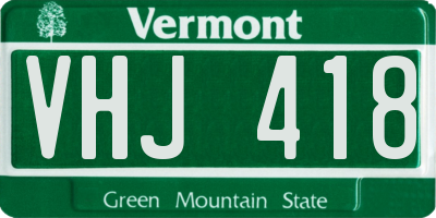 VT license plate VHJ418