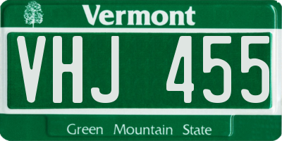 VT license plate VHJ455