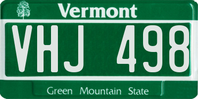 VT license plate VHJ498