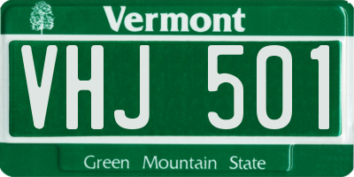 VT license plate VHJ501