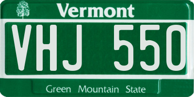VT license plate VHJ550