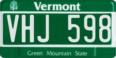 VT license plate VHJ598