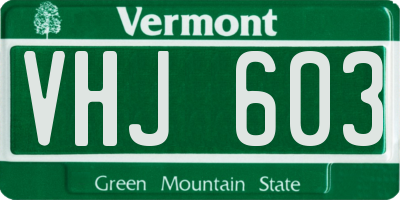 VT license plate VHJ603