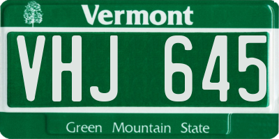 VT license plate VHJ645