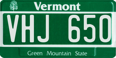 VT license plate VHJ650