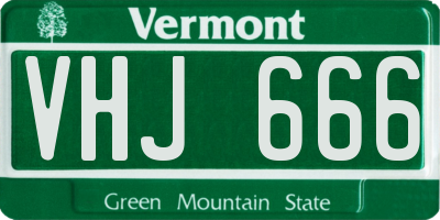 VT license plate VHJ666