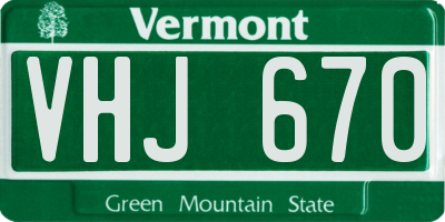VT license plate VHJ670