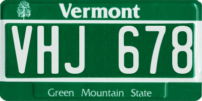 VT license plate VHJ678