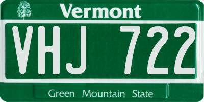 VT license plate VHJ722
