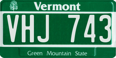 VT license plate VHJ743