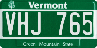 VT license plate VHJ765