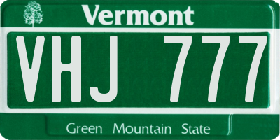 VT license plate VHJ777