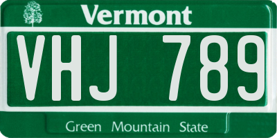VT license plate VHJ789
