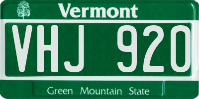 VT license plate VHJ920