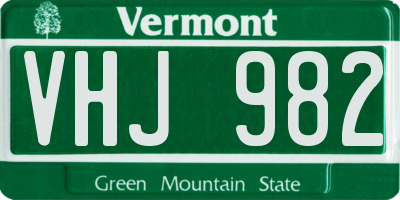 VT license plate VHJ982