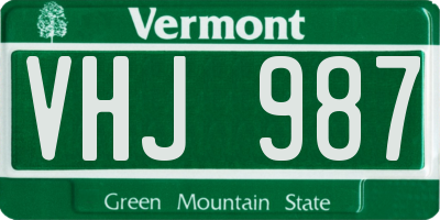 VT license plate VHJ987