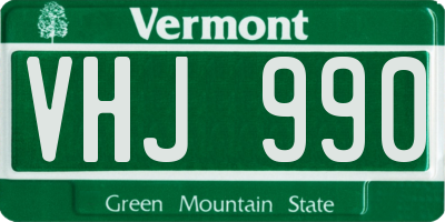 VT license plate VHJ990