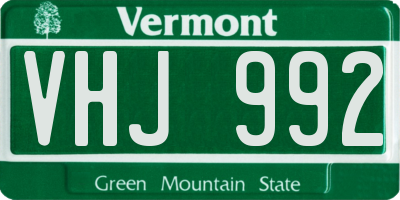 VT license plate VHJ992