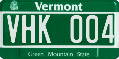 VT license plate VHK004