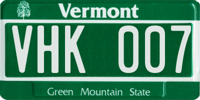VT license plate VHK007