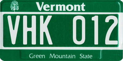 VT license plate VHK012