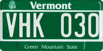 VT license plate VHK030
