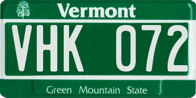 VT license plate VHK072