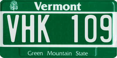 VT license plate VHK109