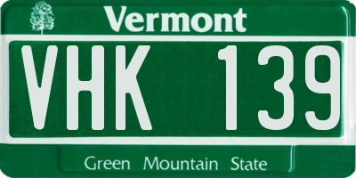 VT license plate VHK139