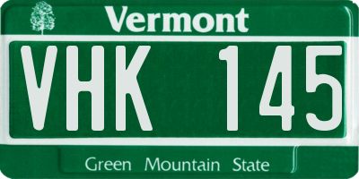 VT license plate VHK145