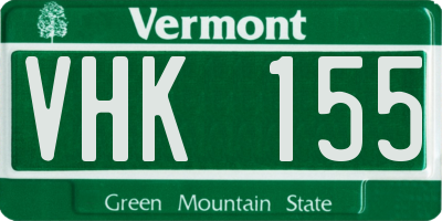 VT license plate VHK155