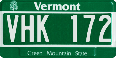 VT license plate VHK172