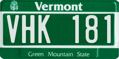 VT license plate VHK181