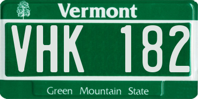 VT license plate VHK182