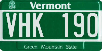 VT license plate VHK190