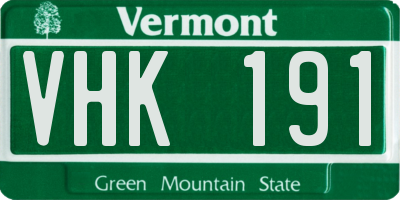 VT license plate VHK191