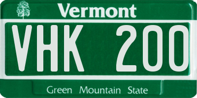 VT license plate VHK200