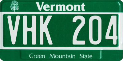 VT license plate VHK204