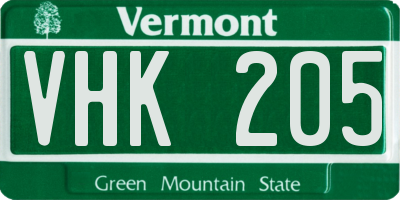 VT license plate VHK205