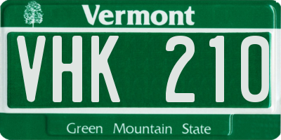 VT license plate VHK210