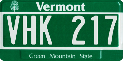 VT license plate VHK217