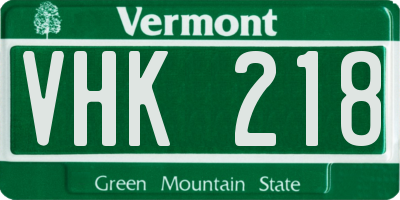 VT license plate VHK218